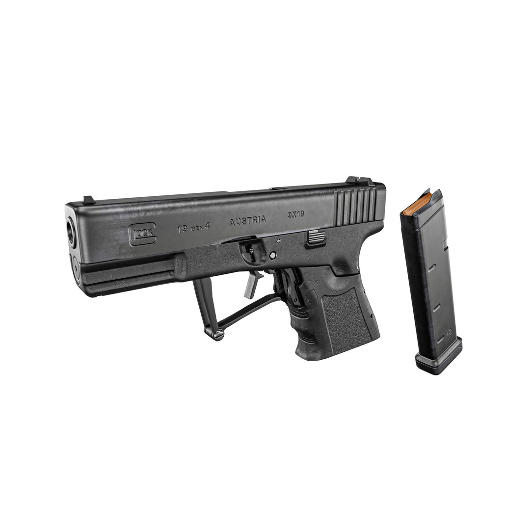 Full Conceal Folding GLOCK 19 3D Model – Low Poly PBR Game Asset, FBX - View 12