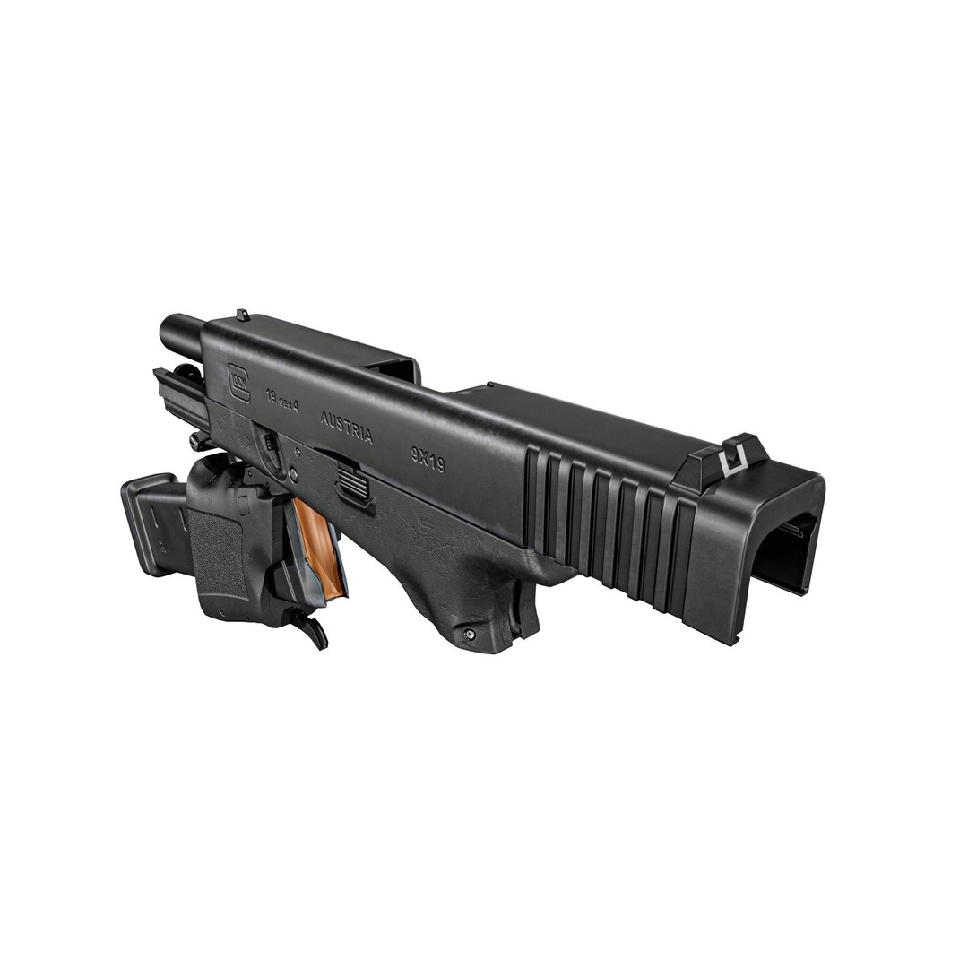 Full Conceal Folding GLOCK 19 3D Model – Low Poly PBR Game Asset, FBX - View 15