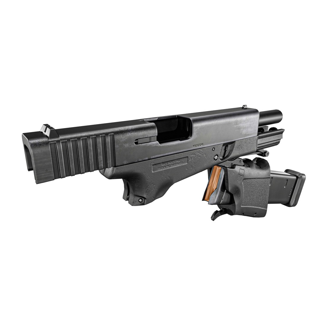 Full Conceal Folding GLOCK 19 3D Model – Low Poly PBR Game Asset, FBX - View 19