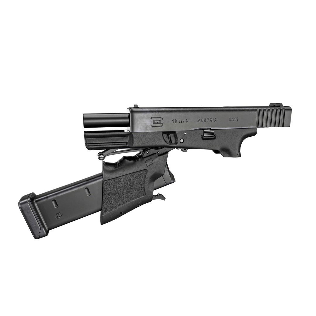Full Conceal Folding GLOCK 19 3D Model – Low Poly PBR Game Asset, FBX - View 22