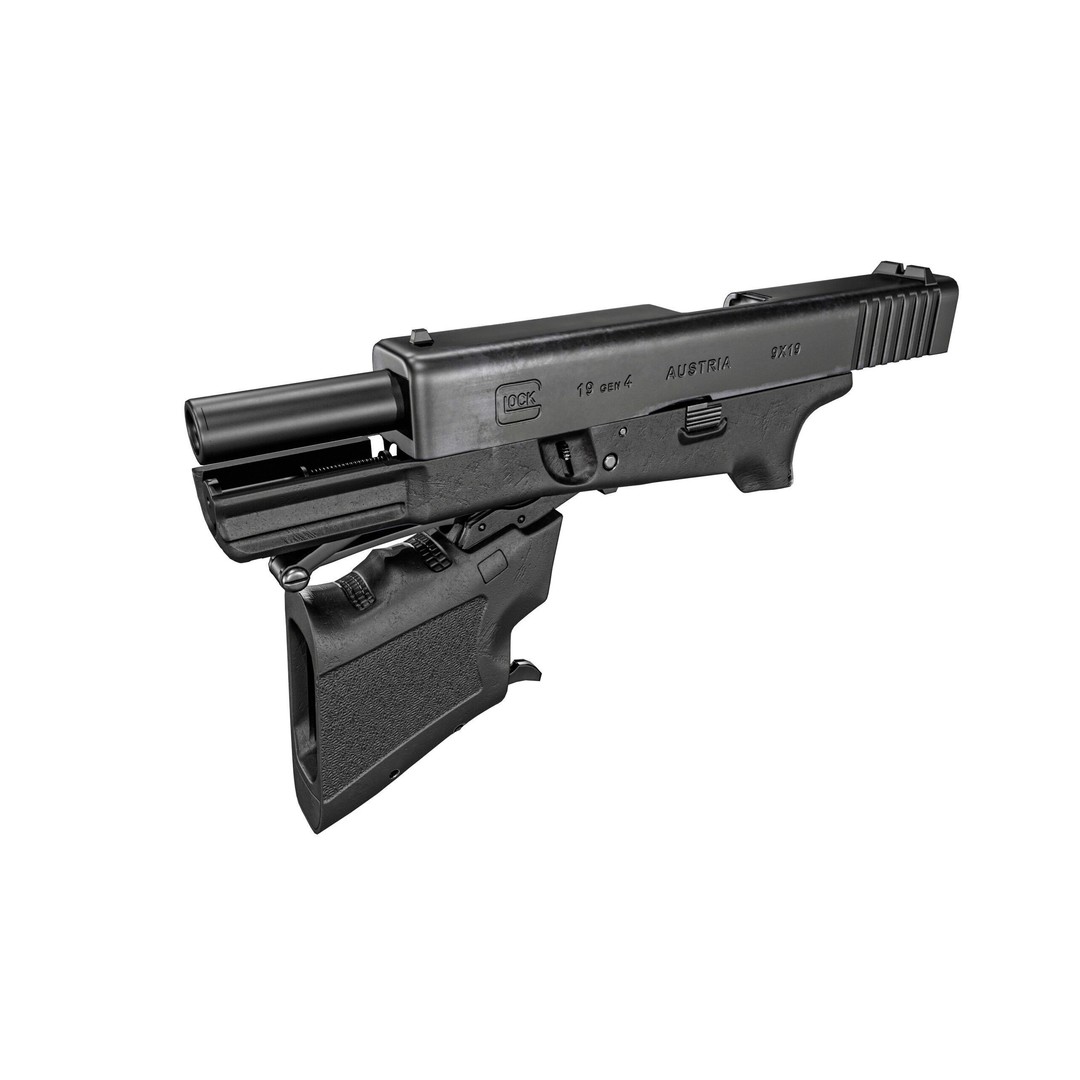 Full Conceal Folding GLOCK 19 3D Model – Low Poly PBR Game Asset, FBX - View 25