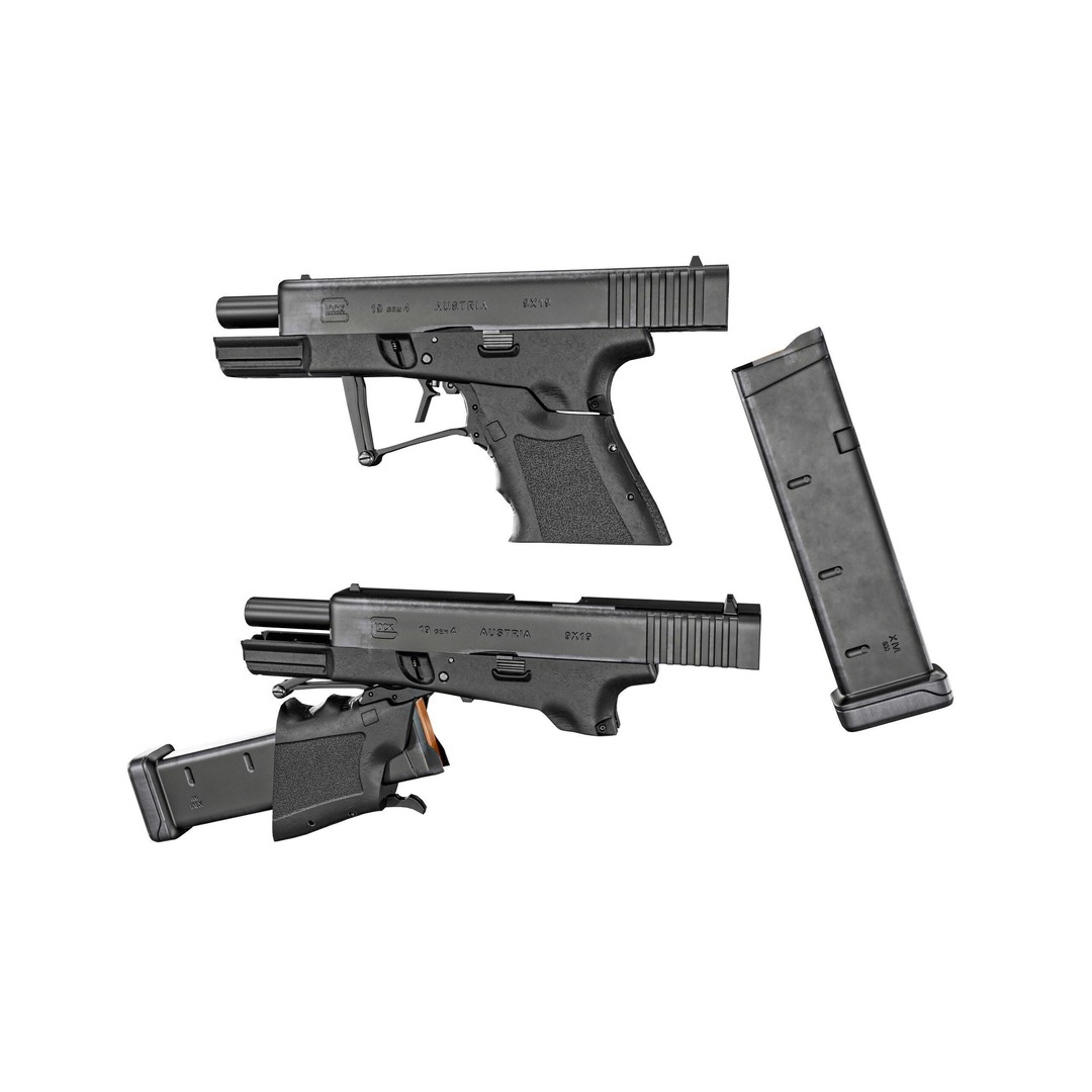 Full Conceal Folding GLOCK 19 3D Model – Low Poly PBR Game Asset, FBX - View 27