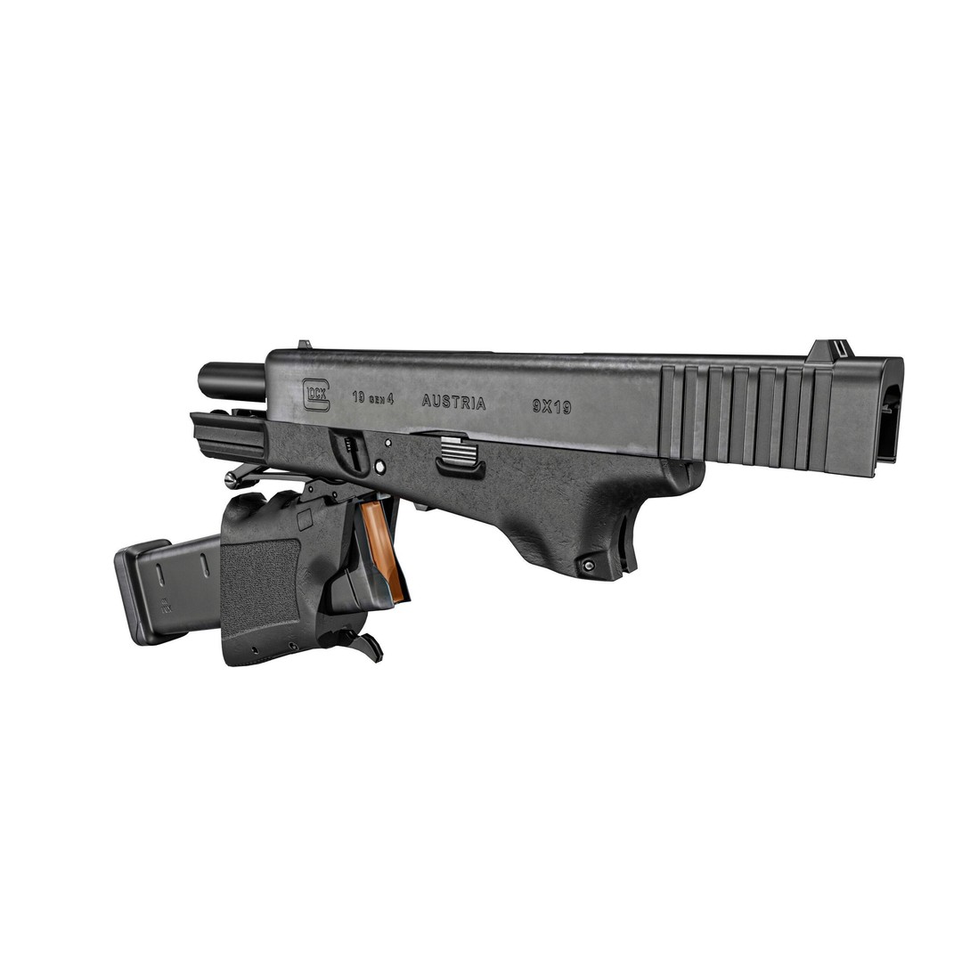 Full Conceal Folding GLOCK 19 3D Model – Low Poly PBR Game Asset, FBX - View 31