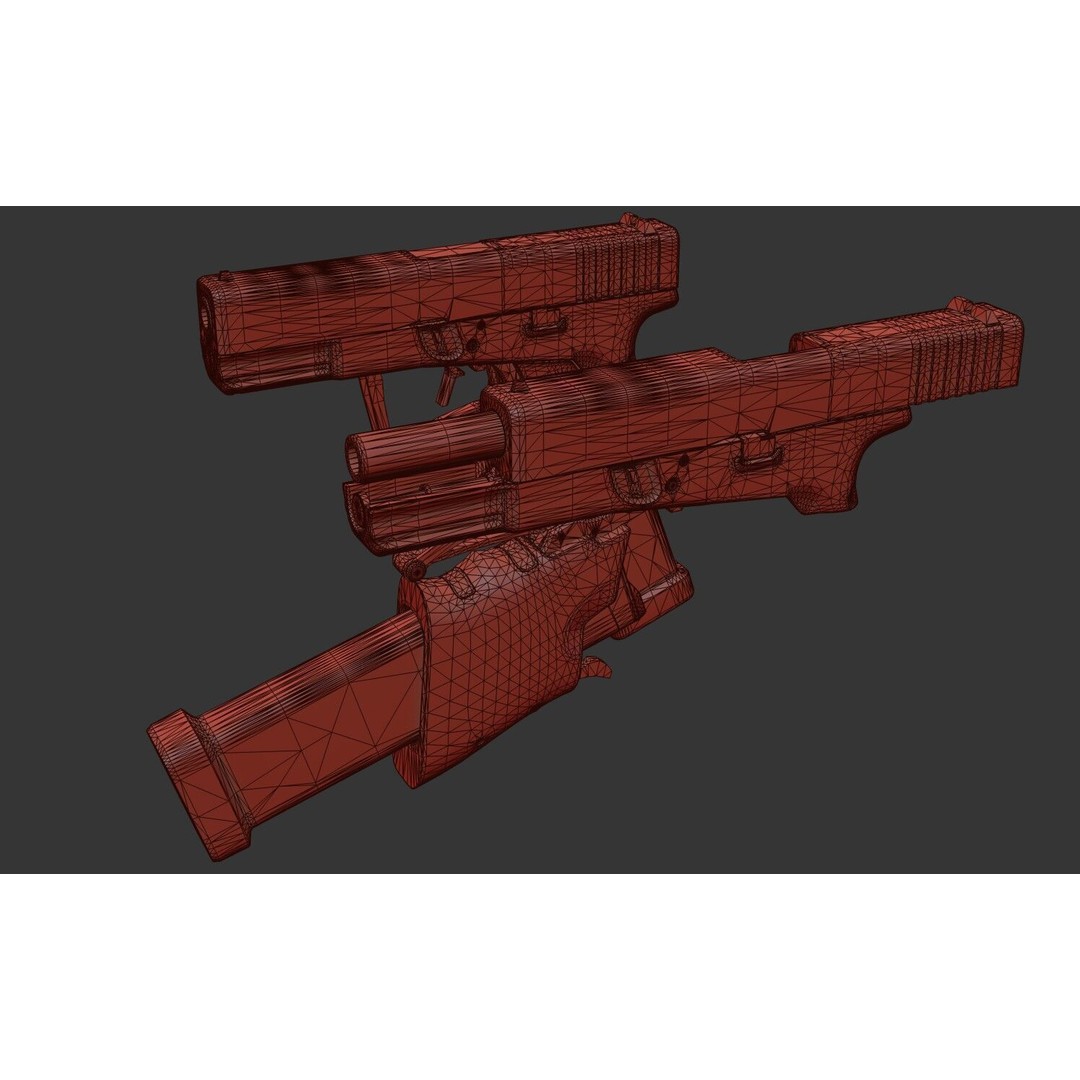 Full Conceal Folding GLOCK 19 3D Model – Low Poly PBR Game Asset, FBX - View 38