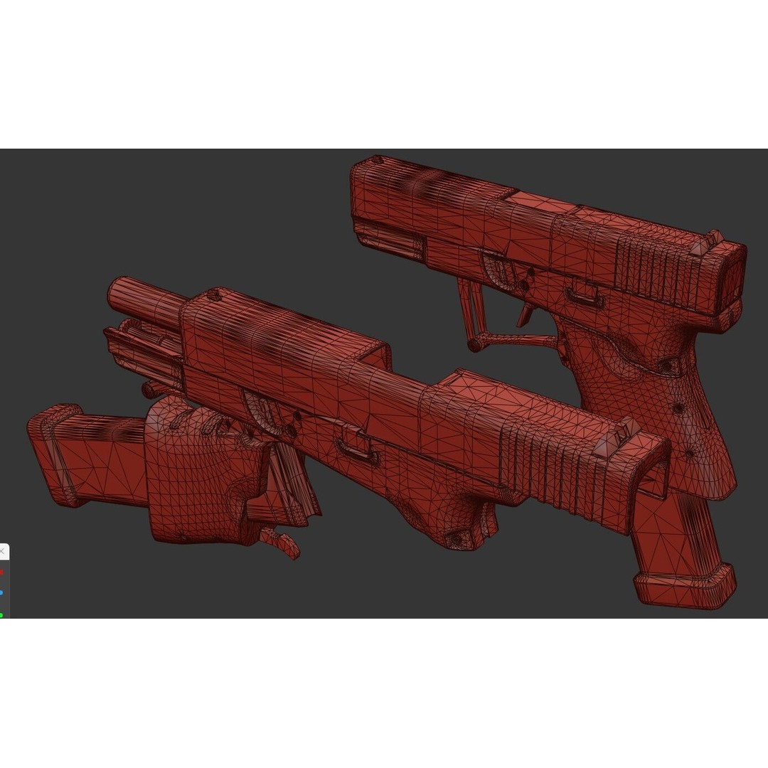 Full Conceal Folding GLOCK 19 3D Model – Low Poly PBR Game Asset, FBX - View 39