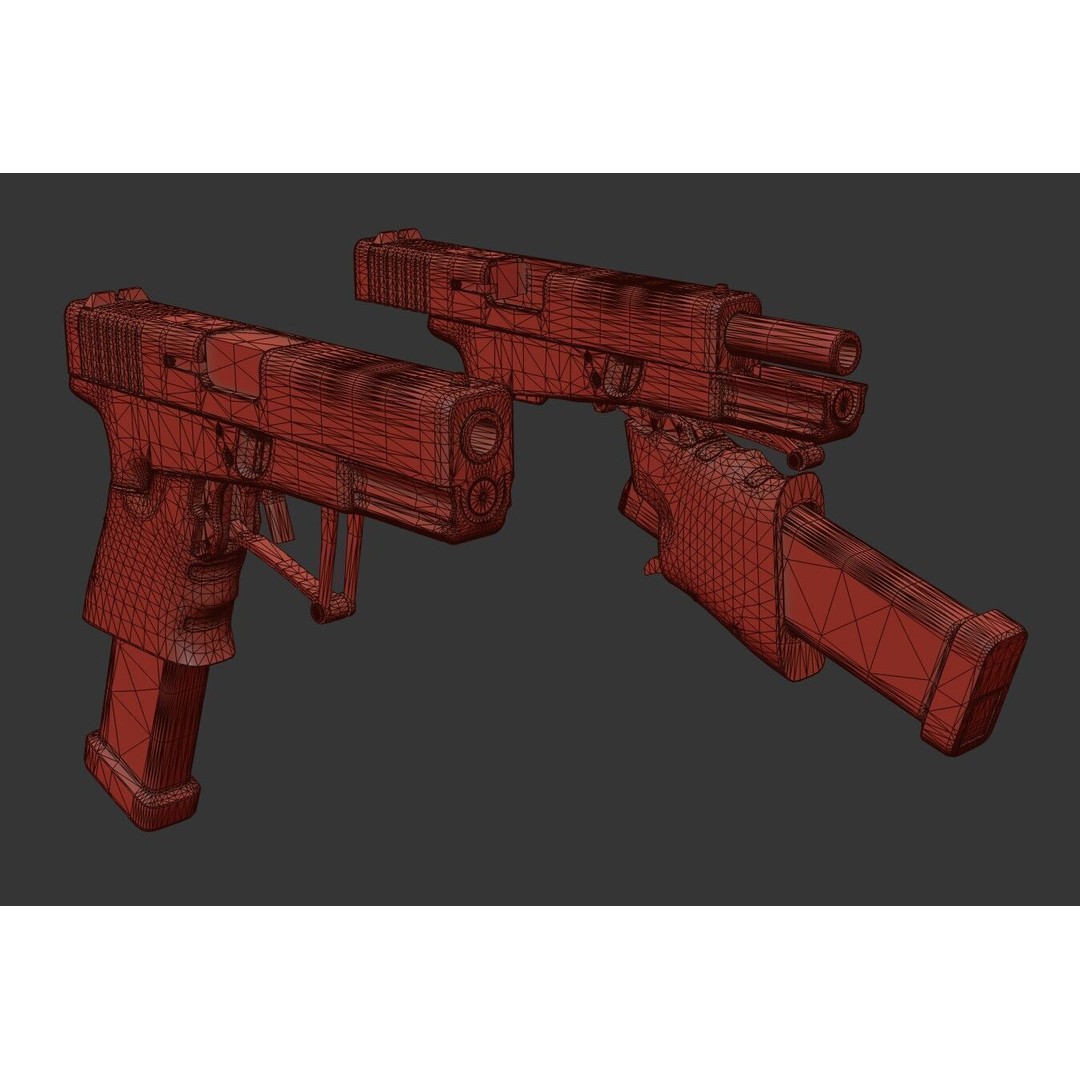 Full Conceal Folding GLOCK 19 3D Model – Low Poly PBR Game Asset, FBX - View 41