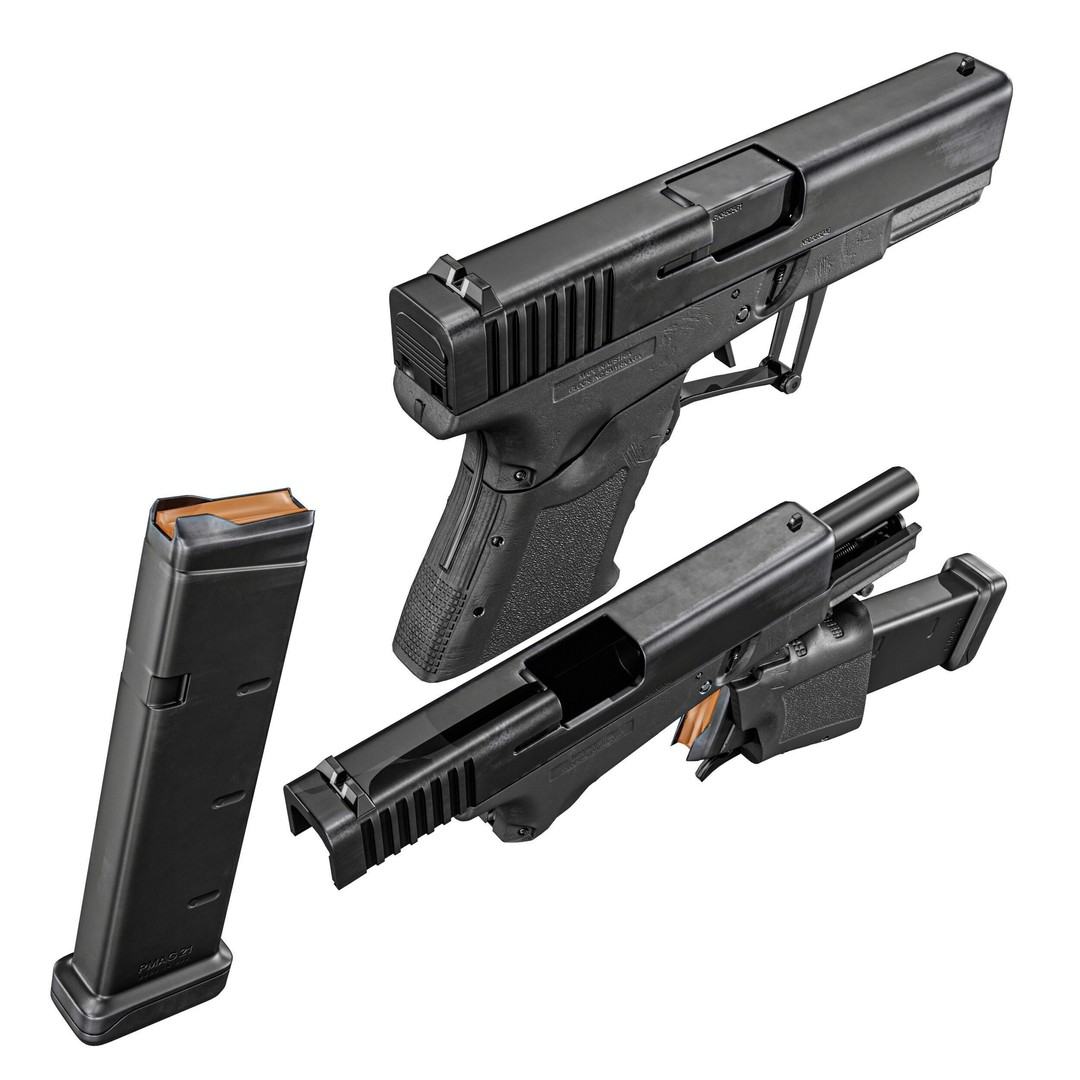 Full Conceal Folding GLOCK 19 3D Model – Low Poly PBR Game Asset, FBX - View 6
