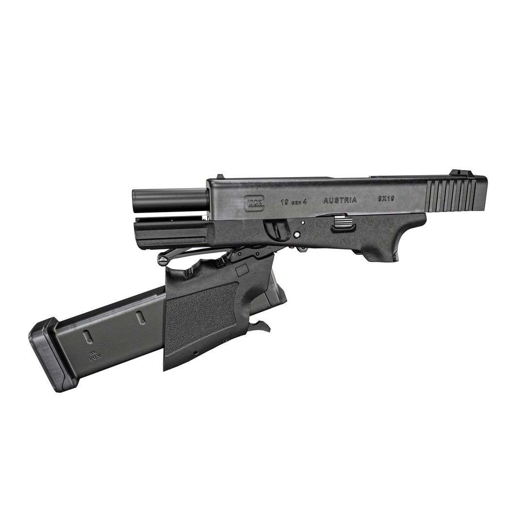 Full Conceal Folding GLOCK 19 3D Model – Low Poly PBR Game Asset, FBX - View 8