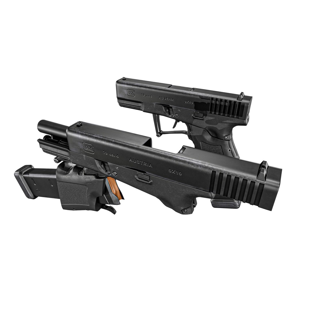 Full Conceal Folding GLOCK 19 3D Model – Low Poly PBR Game Asset, FBX - View 9
