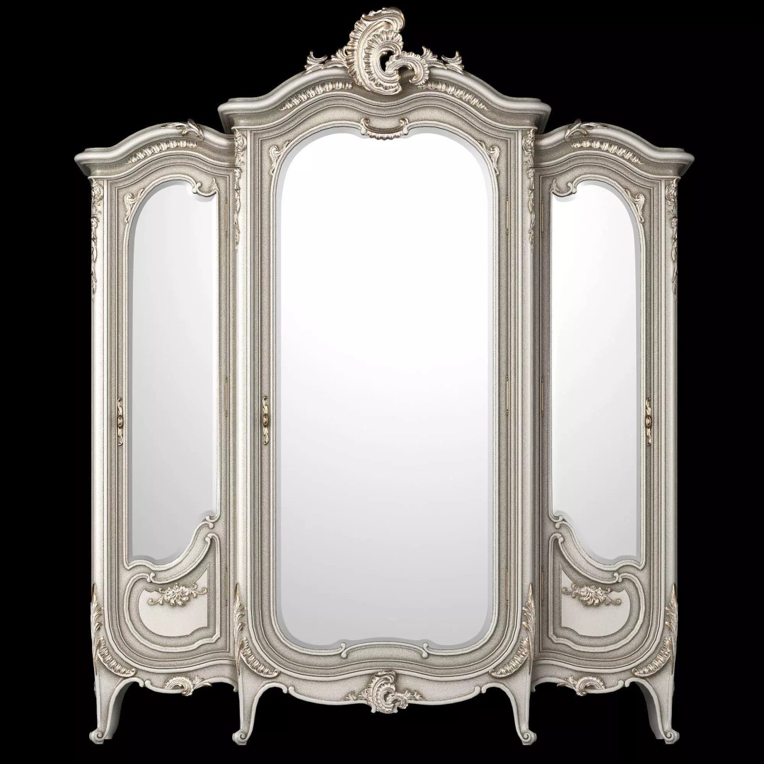 Louis Wardrobe 3D Model – Classical Rococo Design, PBR Textures - View 2