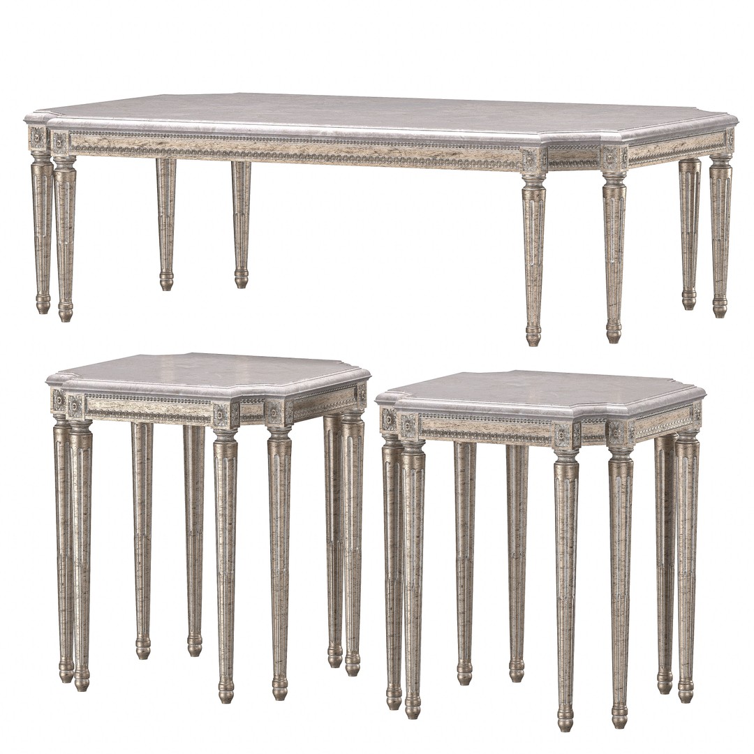 Chairish Coffee Table 3D Model – Classical Rococo Design, FBX - View 3
