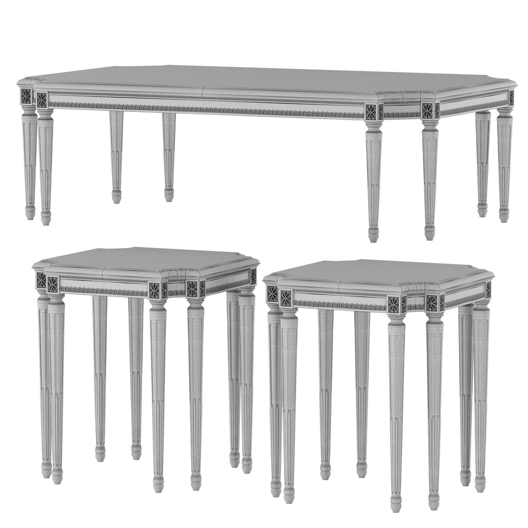 Chairish Coffee Table 3D Model – Classical Rococo Design, FBX - View 6