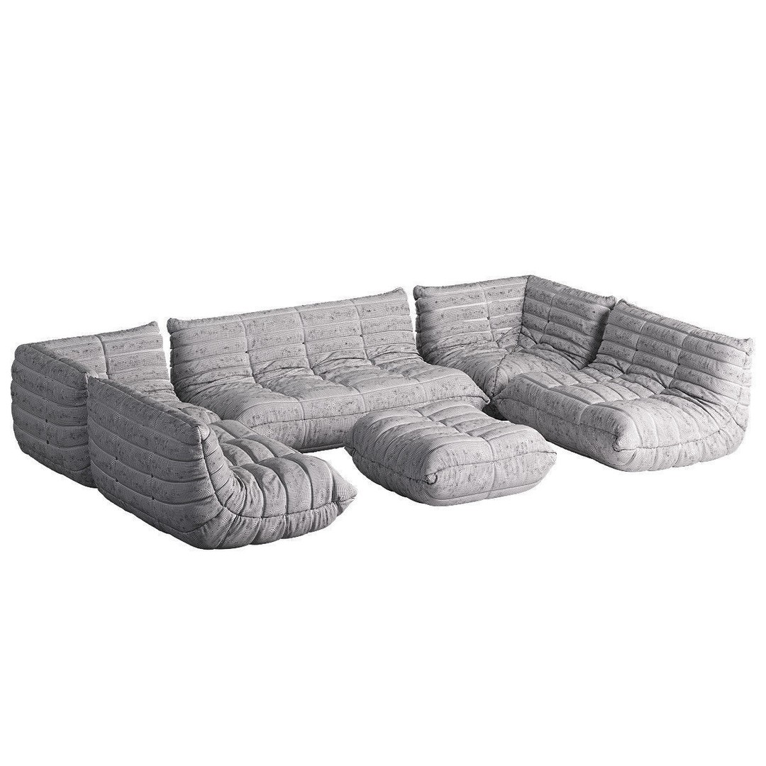 Ligne Roset TOGO Large 3D Model – Contemporary Sofa in Cognac Leather, FBX, OBJ