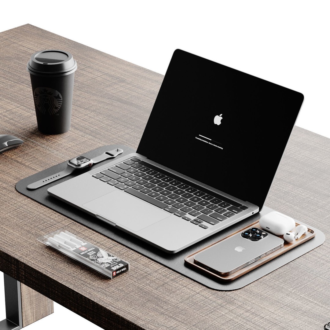 Workplace 3D Model – Office Furniture Set, PBR Textures, FBX - View 4