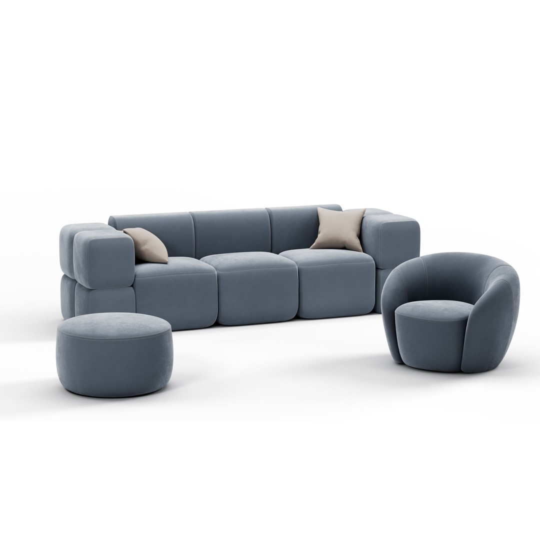 SoftContours Modern Furniture Set 3D Model – Elegant Minimalist Design, FBX, OBJ - View 10