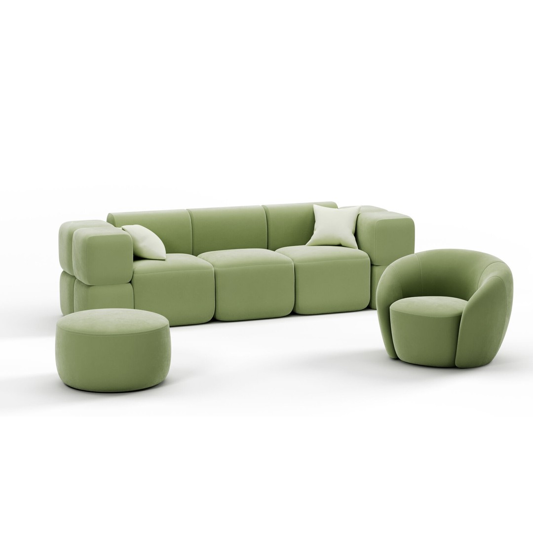 SoftContours Modern Furniture Set 3D Model – Elegant Minimalist Design, FBX, OBJ - View 11