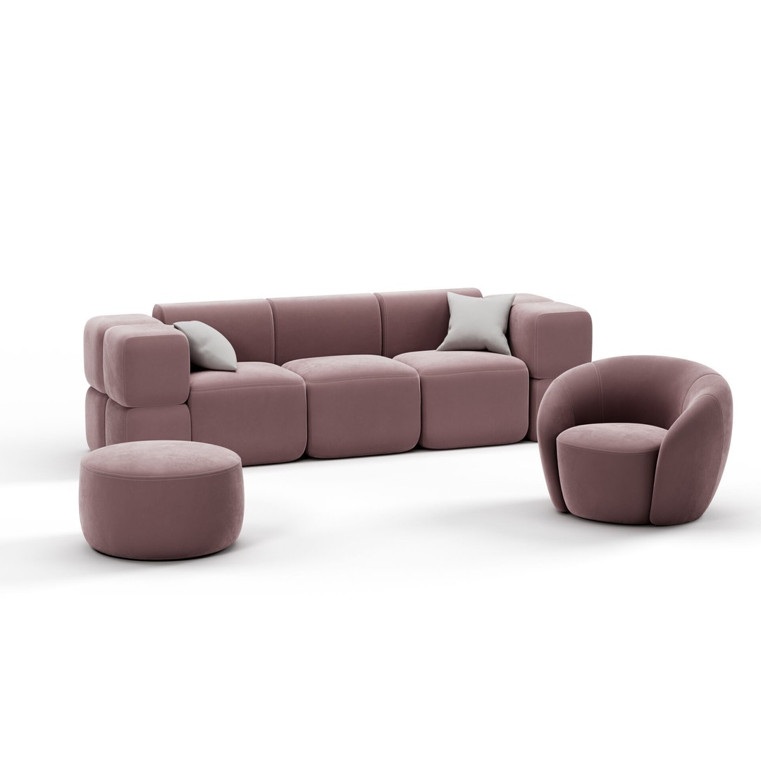 SoftContours Modern Furniture Set 3D Model – Elegant Minimalist Design, FBX, OBJ - View 12