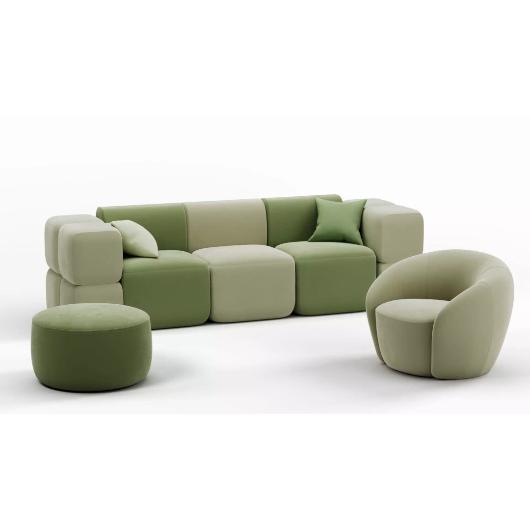SoftContours Modern Furniture Set 3D Model – Elegant Minimalist Design, FBX, OBJ - View 2