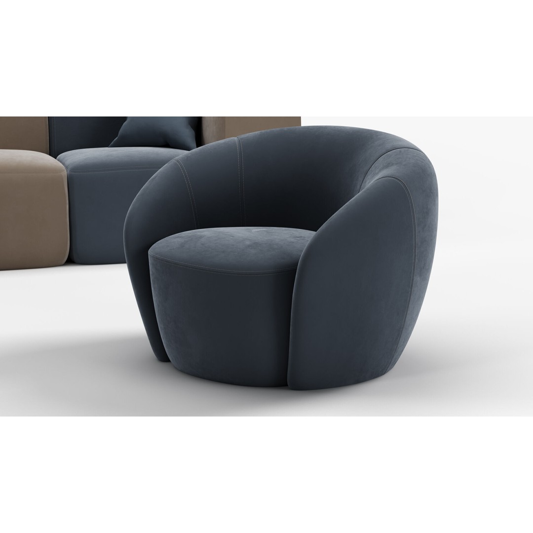 SoftContours Modern Furniture Set 3D Model – Elegant Minimalist Design, FBX, OBJ - View 3
