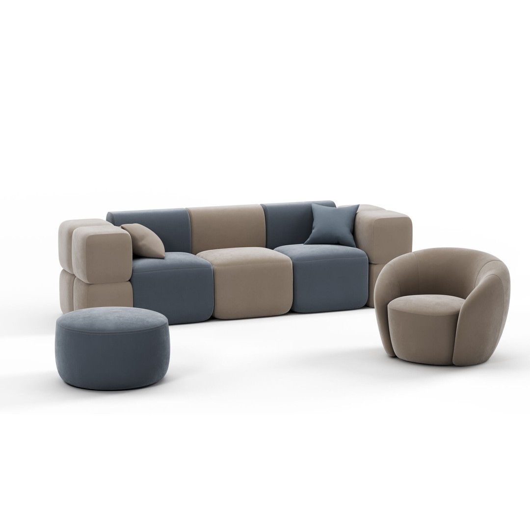SoftContours Modern Furniture Set 3D Model – Elegant Minimalist Design, FBX, OBJ - View 6