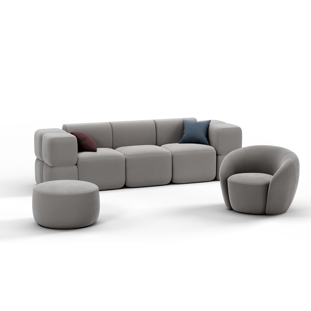 SoftContours Modern Furniture Set 3D Model – Elegant Minimalist Design, FBX, OBJ - View 8