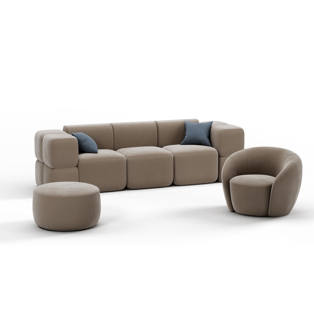 SoftContours Modern Furniture Set 3D Model – Elegant Minimalist Design, FBX, OBJ - View 9