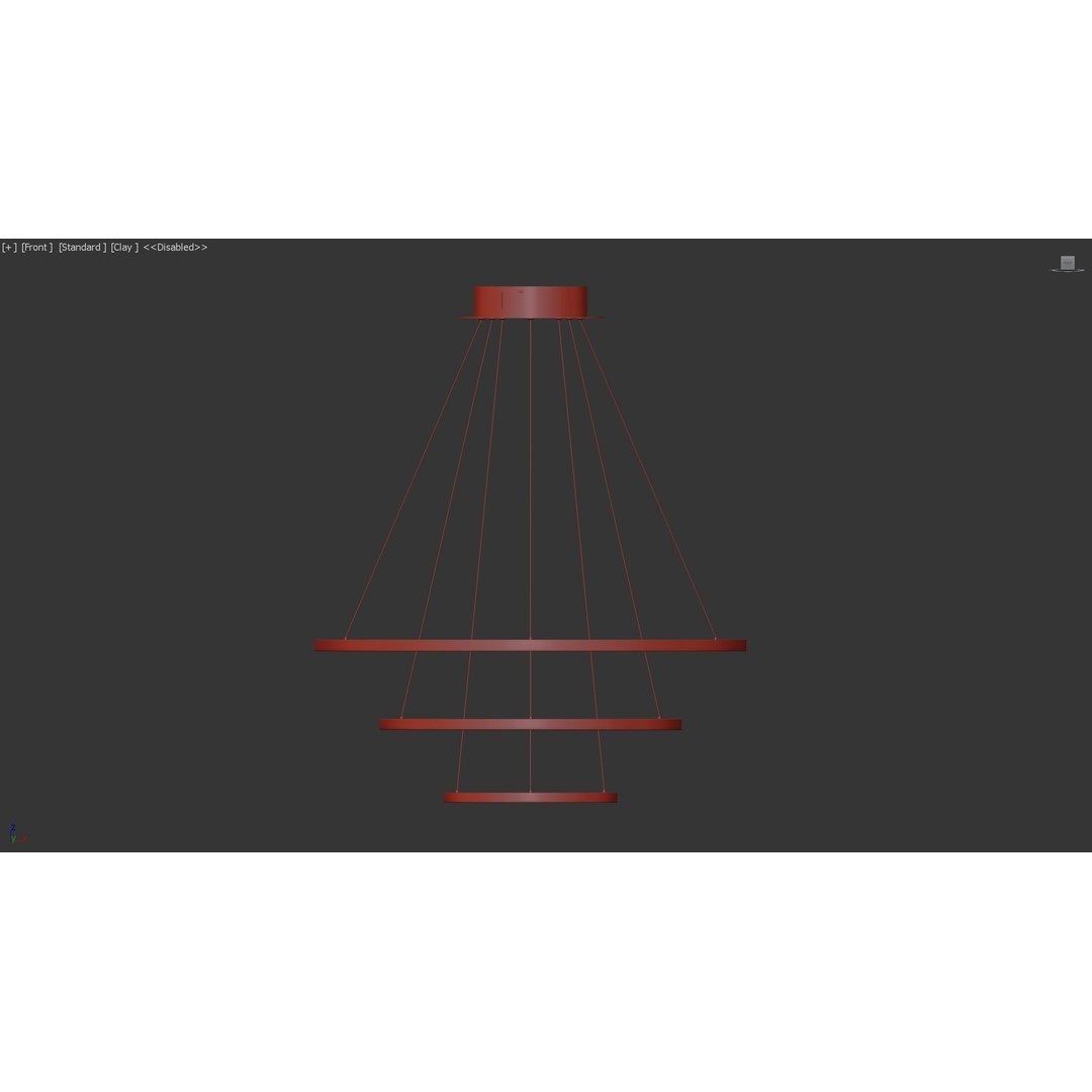 Modern LED Chandelier 3D Model – Elegant Ceiling Lamp, FBX/OBJ Formats - View 5