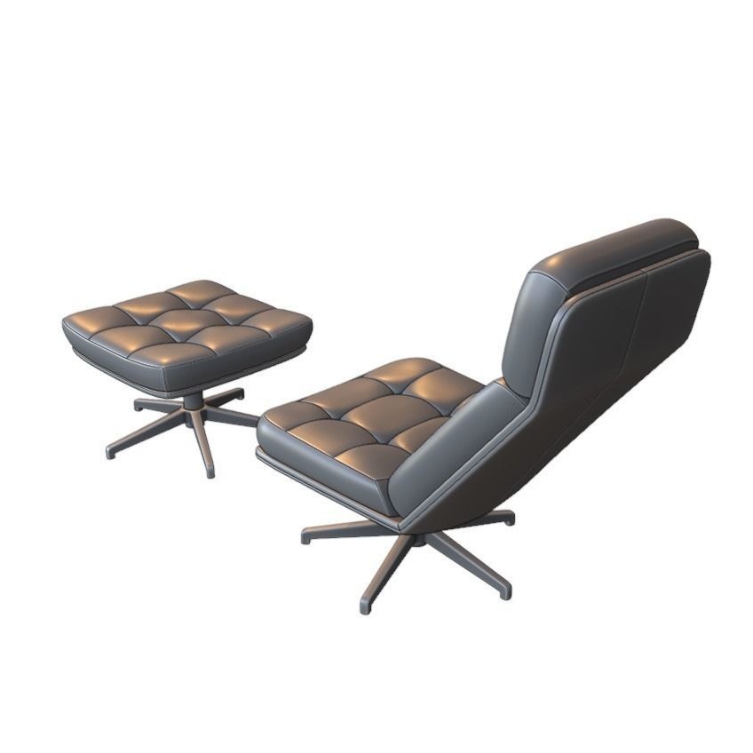 Capitone Armchair 3D Model – Luxurious Design with Pouf, Blender & FBX - View 10