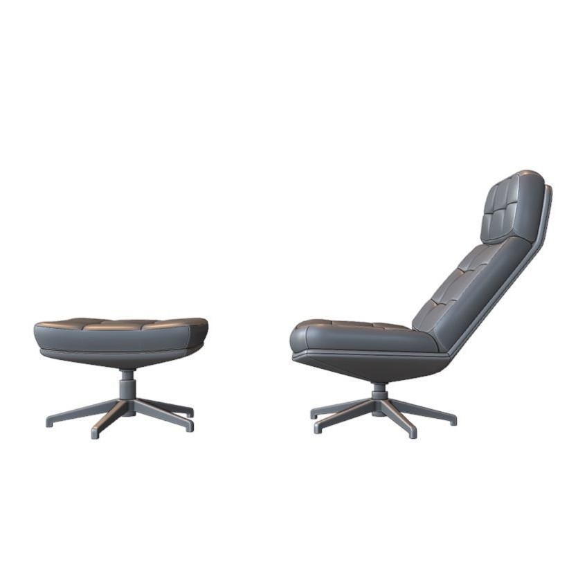 Capitone Armchair 3D Model – Luxurious Design with Pouf, Blender & FBX - View 11