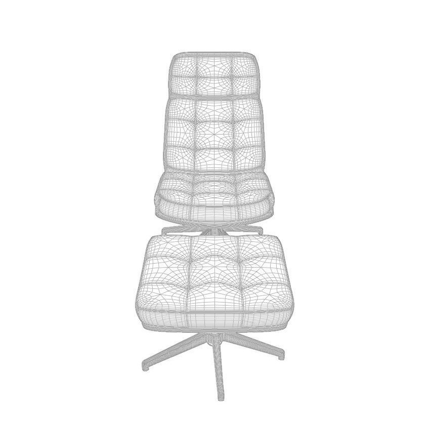 Capitone Armchair 3D Model – Luxurious Design with Pouf, Blender & FBX - View 13