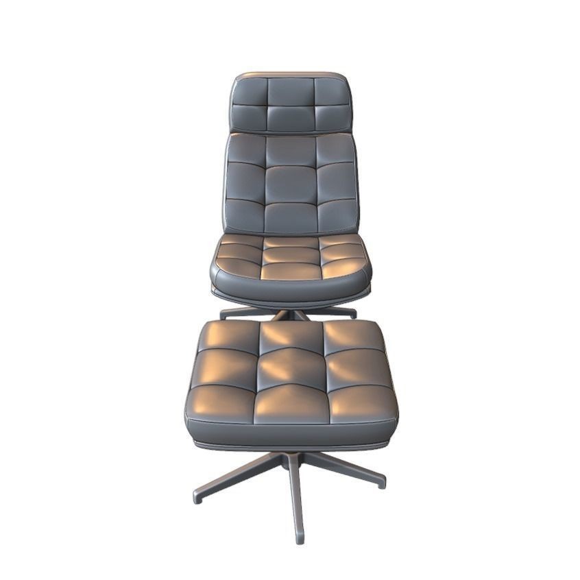 Capitone Armchair 3D Model – Luxurious Design with Pouf, Blender & FBX - View 9