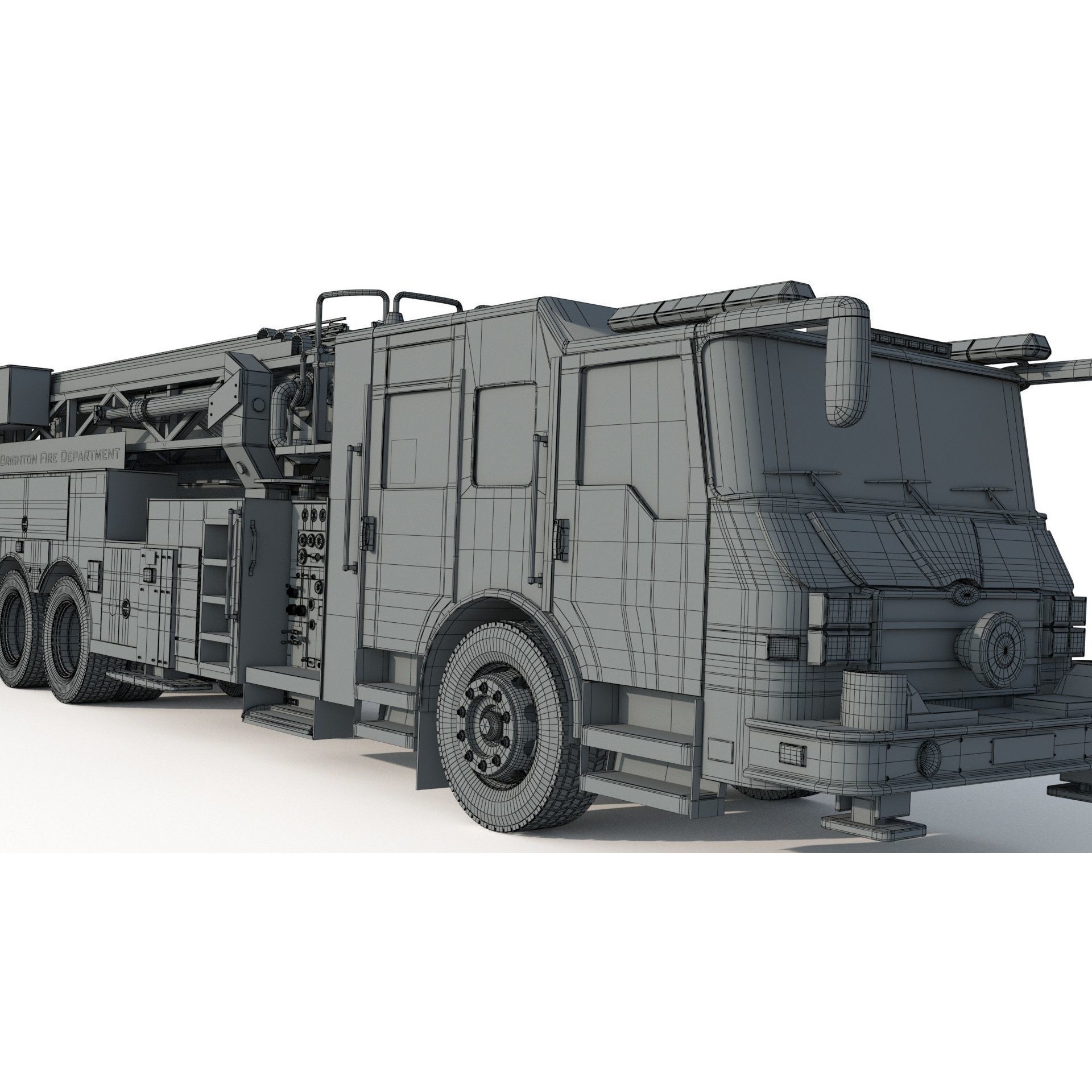 Brighton Fire Aerial Pierce 1 - Game-Ready 3D Model