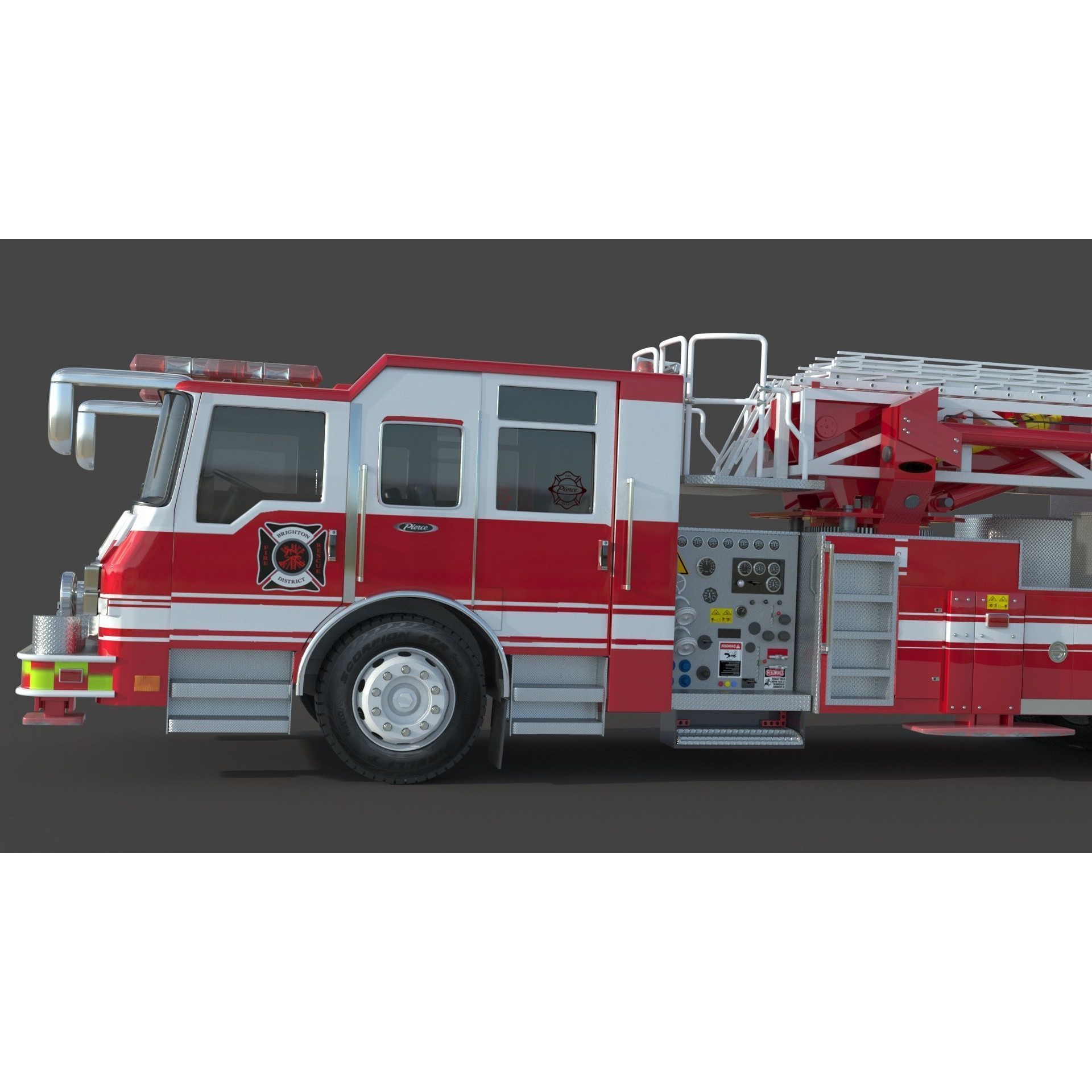Brighton Fire Aerial Pierce 1 - Game-Ready 3D Model - View 11