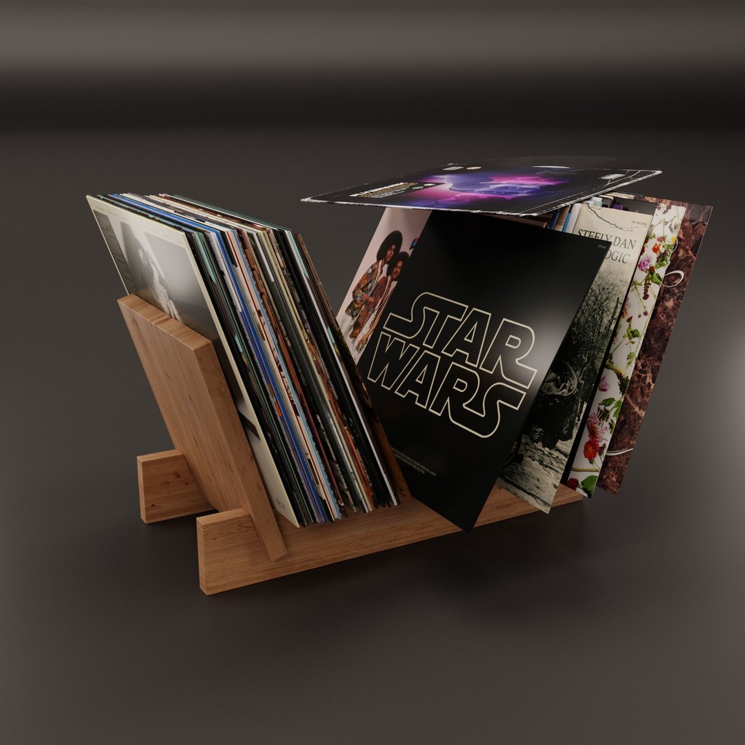 Vinyl Storage 3D Model – Realistic Furniture Organizer, FBX, Blender - View 10