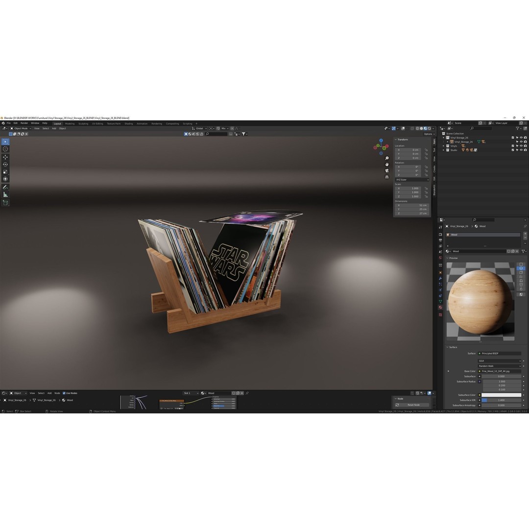 Vinyl Storage 3D Model – Realistic Furniture Organizer, FBX, Blender - View 12