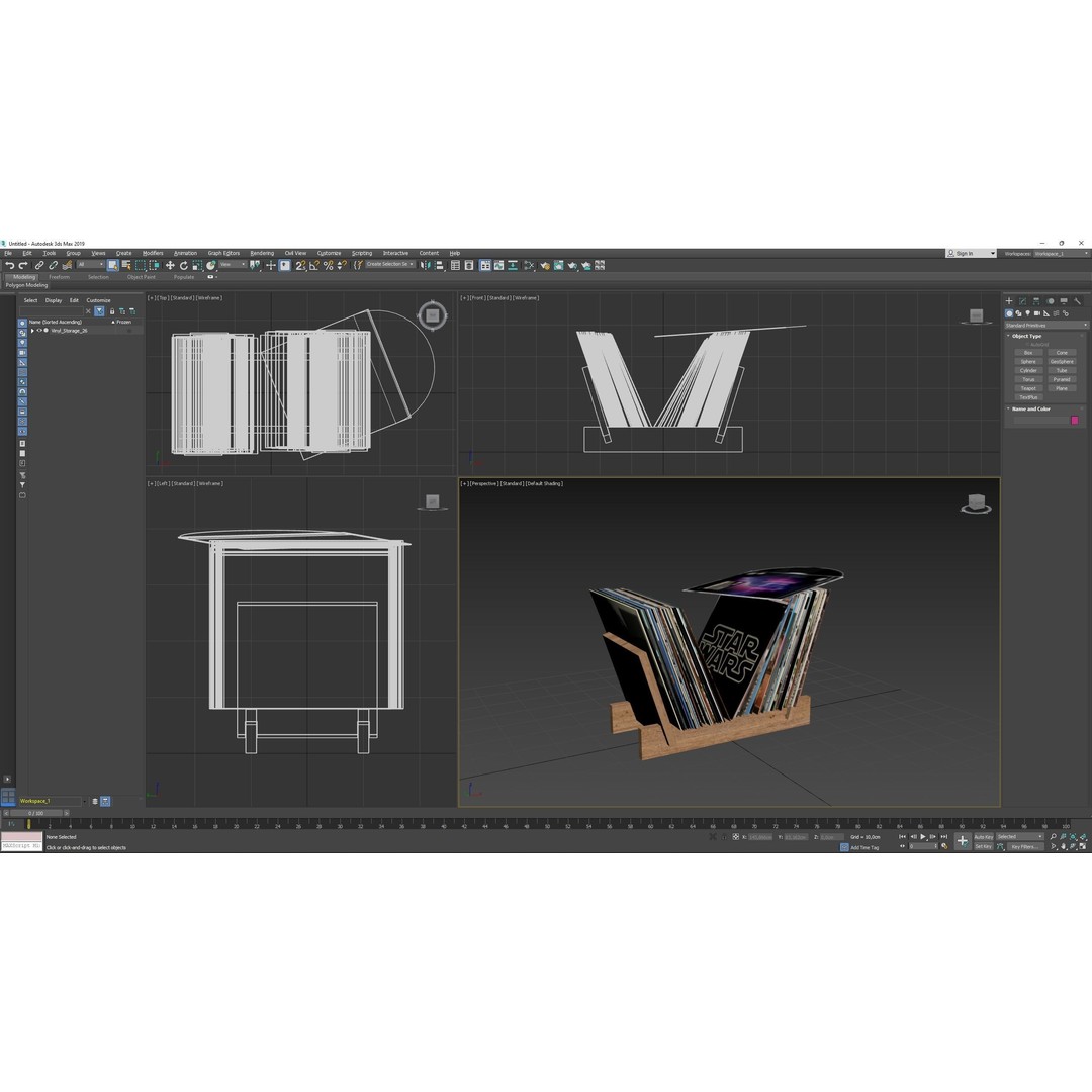 Vinyl Storage 3D Model – Realistic Furniture Organizer, FBX, Blender - View 14