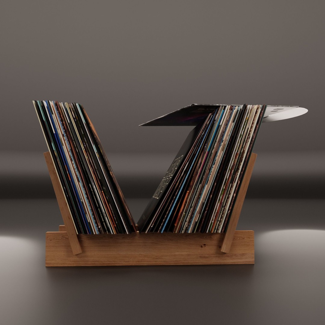 Vinyl Storage 3D Model – Realistic Furniture Organizer, FBX, Blender - View 4