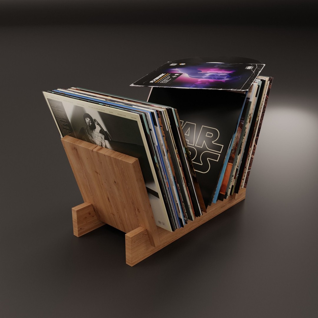 Vinyl Storage 3D Model – Realistic Furniture Organizer, FBX, Blender - View 5