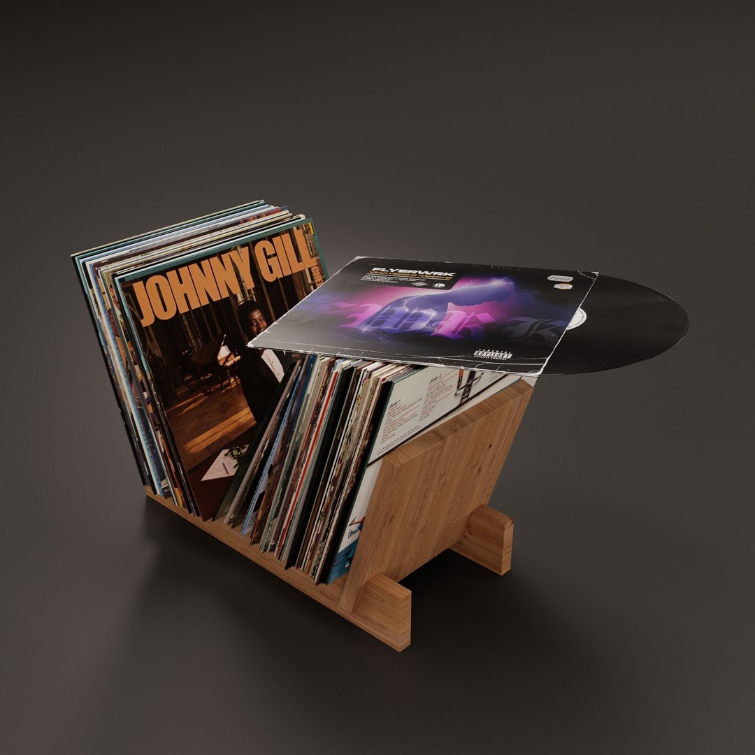 Vinyl Storage 3D Model – Realistic Furniture Organizer, FBX, Blender - View 6