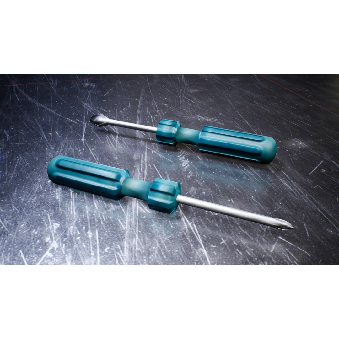 Screwdriver 3D Model – Low Poly Game Ready Tool, FBX & PBR Textures - View 2