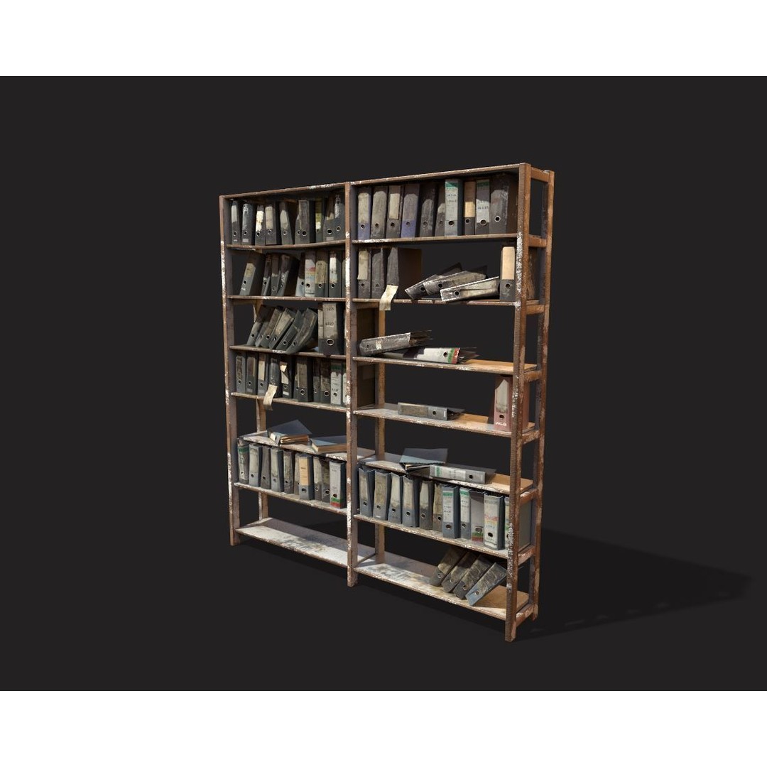 Old Folder Shelf 3D Model – Realistic PBR Asset, FBX, OBJ - View 11