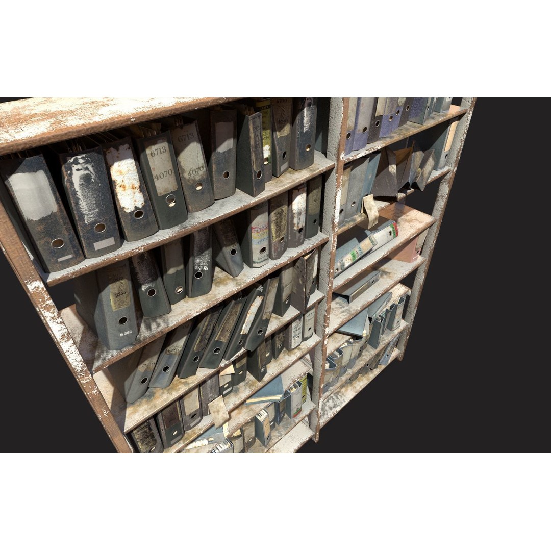 Old Folder Shelf 3D Model – Realistic PBR Asset, FBX, OBJ - View 7