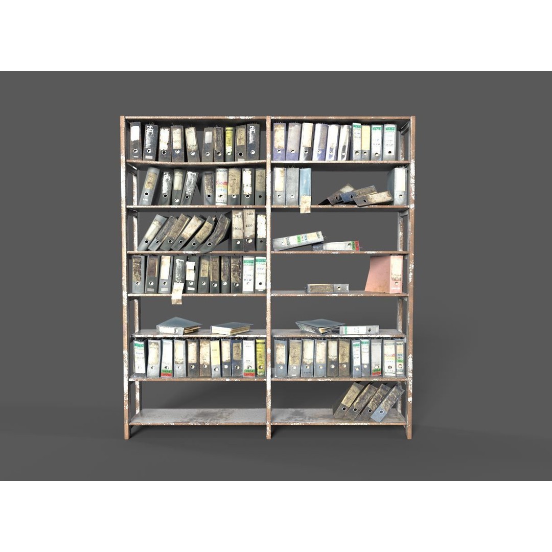 Old Folder Shelf 3D Model – Realistic PBR Asset, FBX, OBJ - View 8