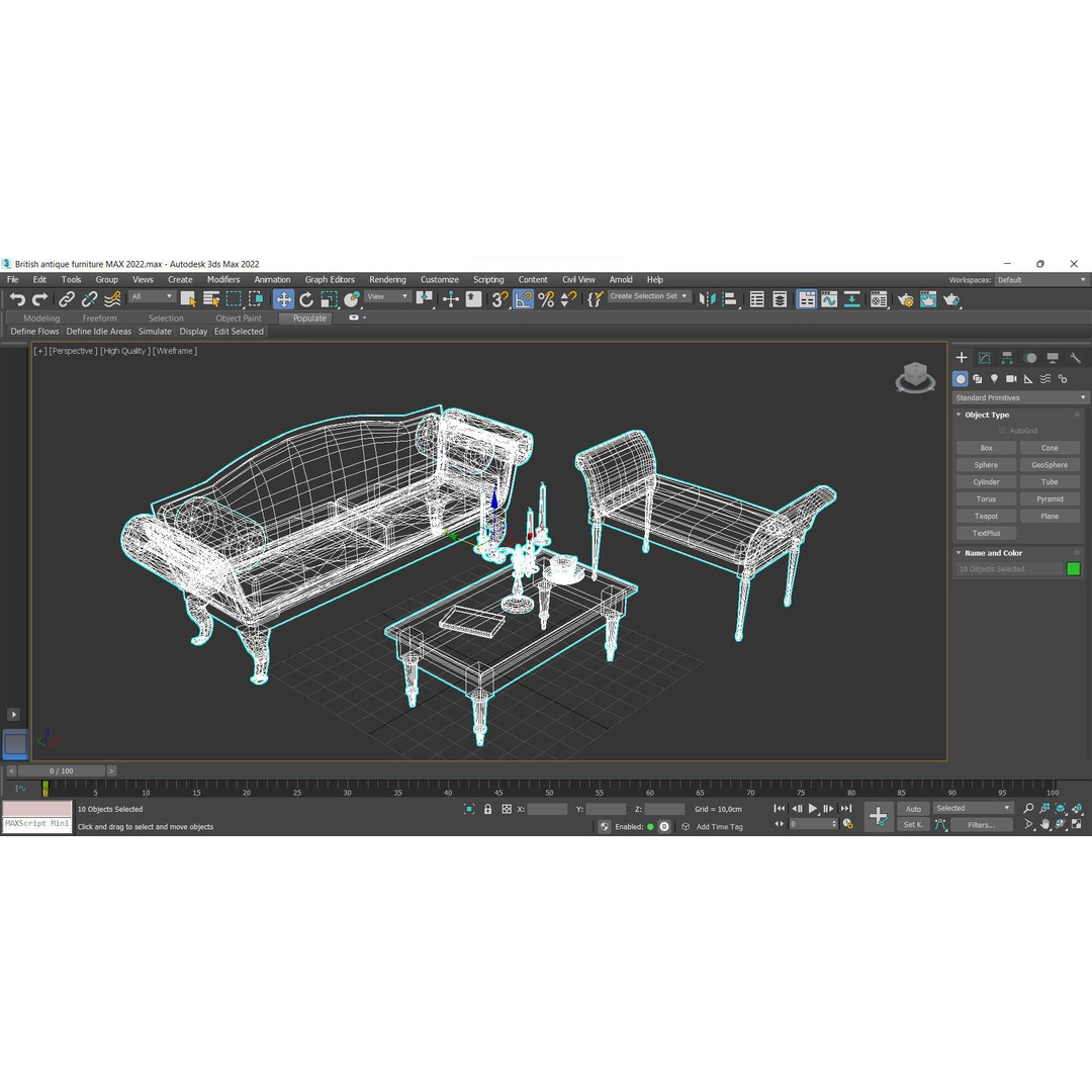 British Antique Furniture 3D Model – Low Poly Game Asset, FBX, OBJ - View 12
