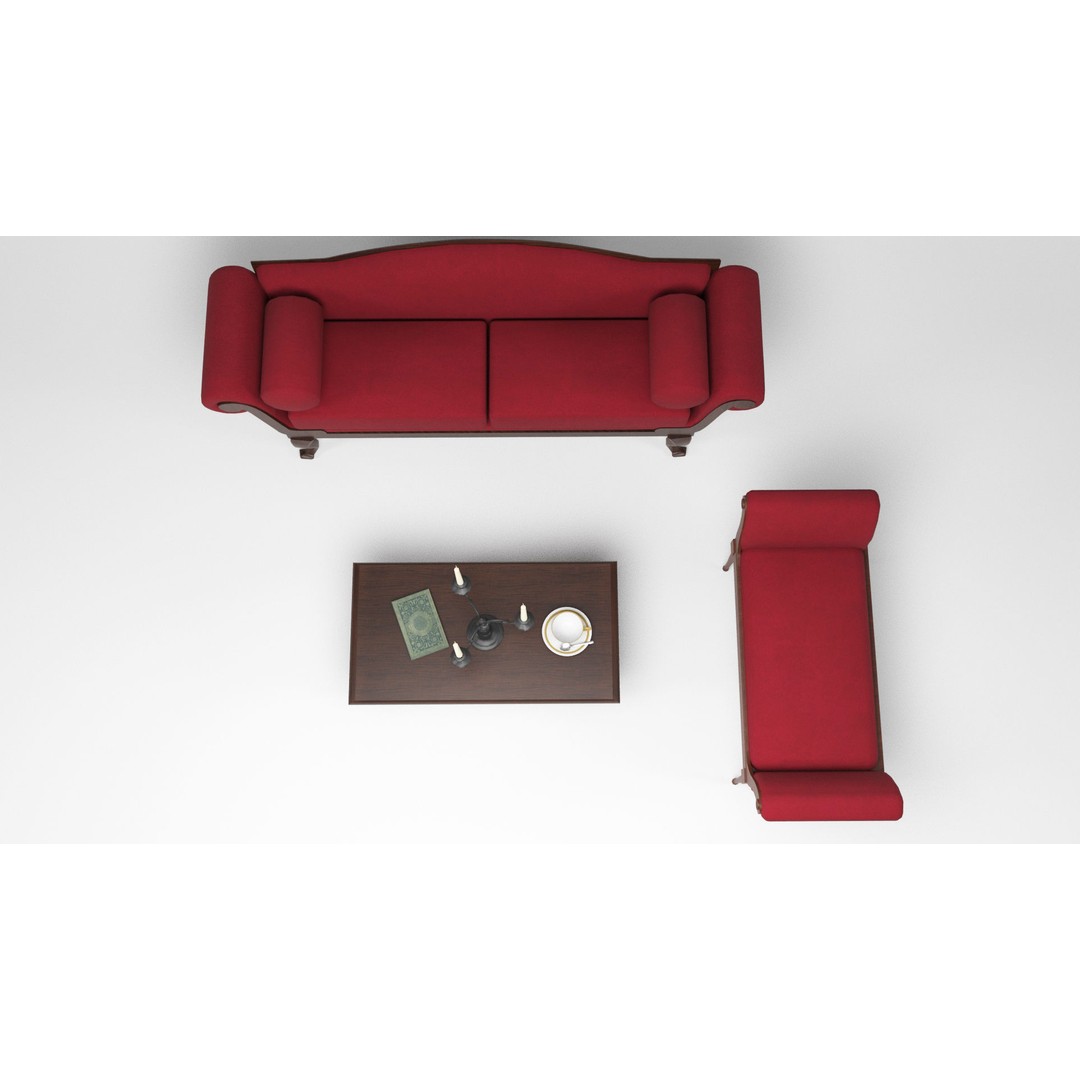 British Antique Furniture 3D Model – Low Poly Game Asset, FBX, OBJ - View 6