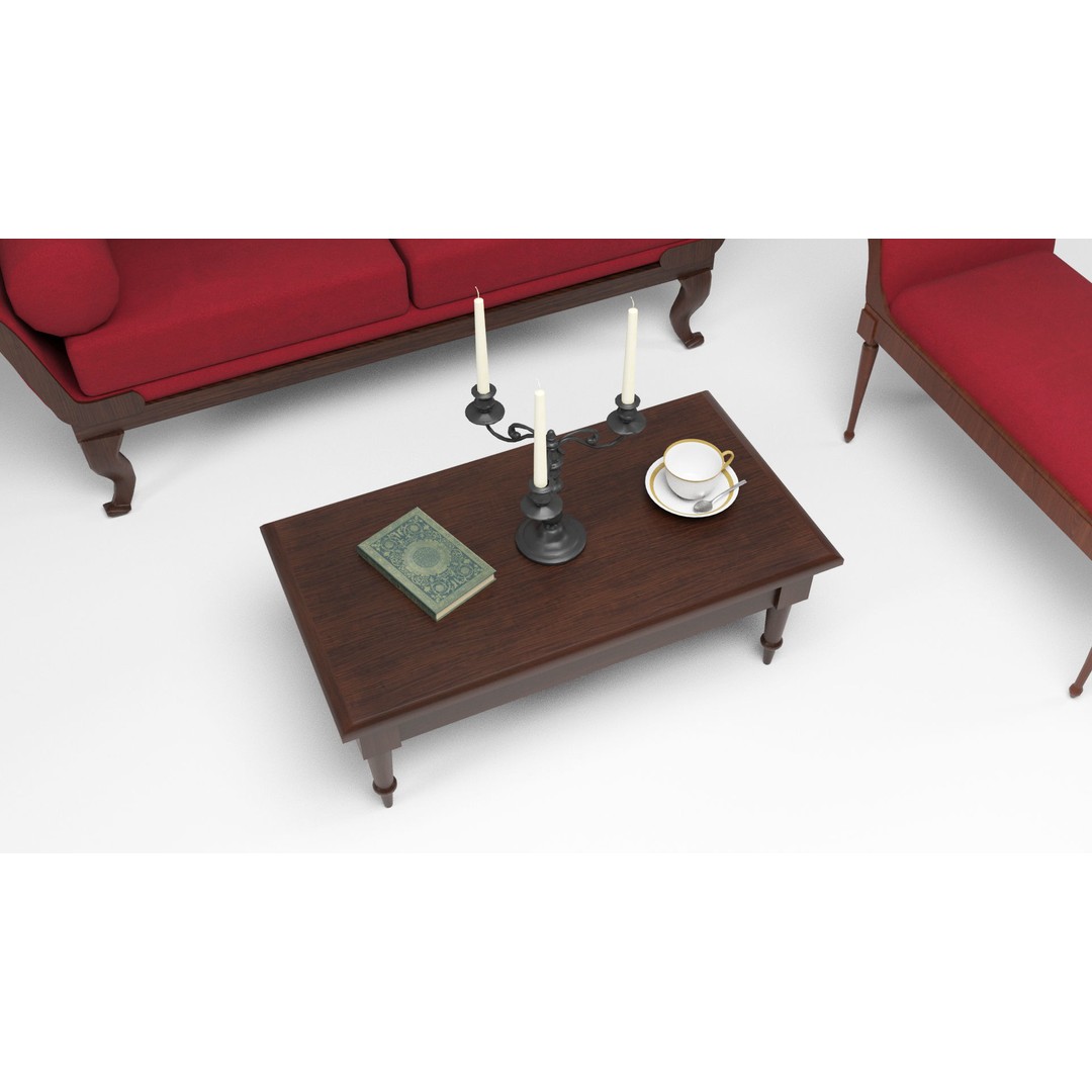 British Antique Furniture 3D Model – Low Poly Game Asset, FBX, OBJ - View 7