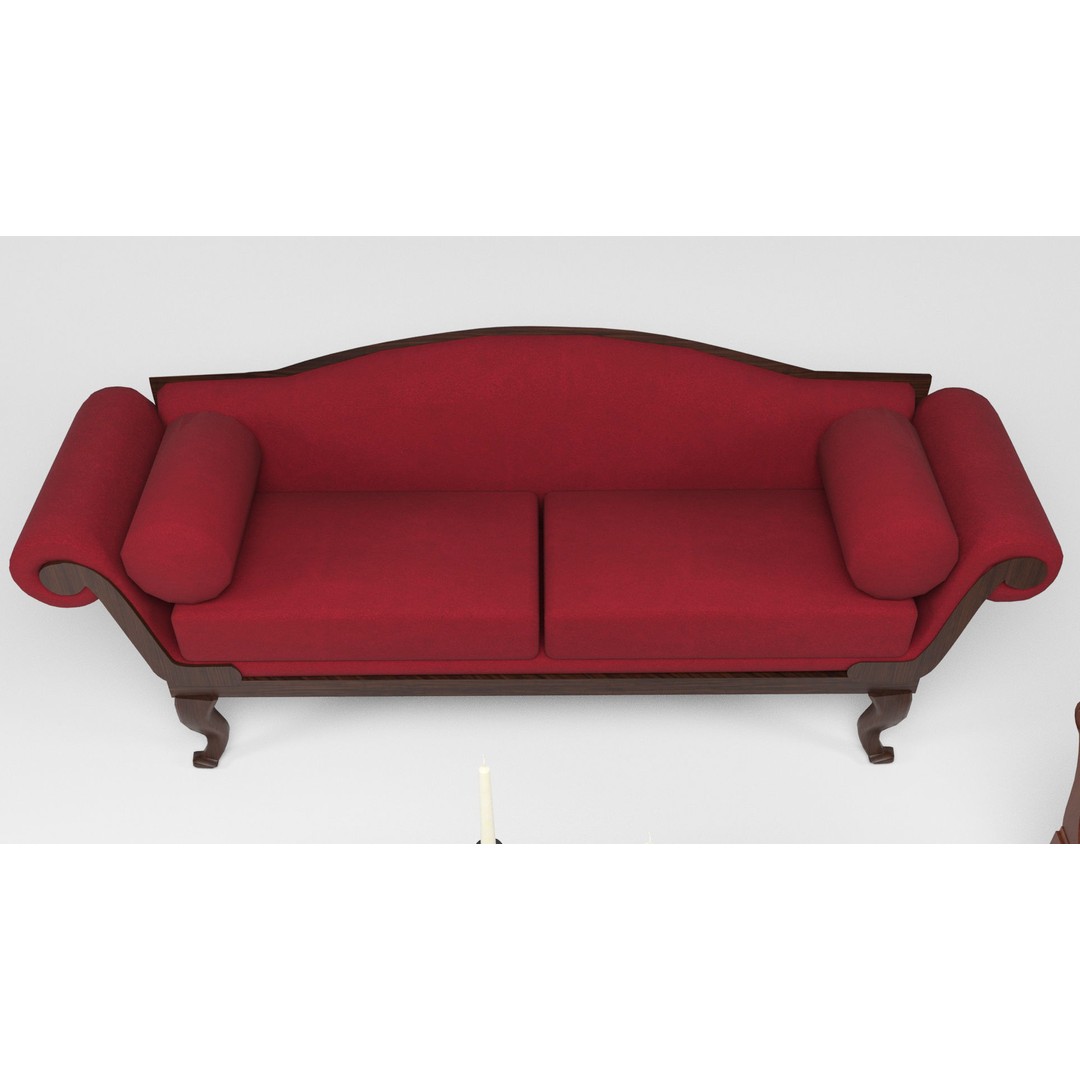 British Antique Furniture 3D Model – Low Poly Game Asset, FBX, OBJ - View 8