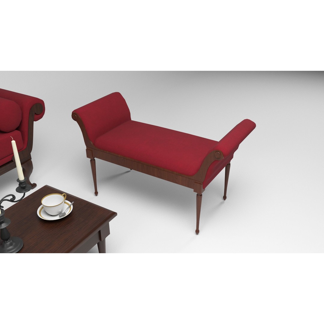 British Antique Furniture 3D Model – Low Poly Game Asset, FBX, OBJ - View 9