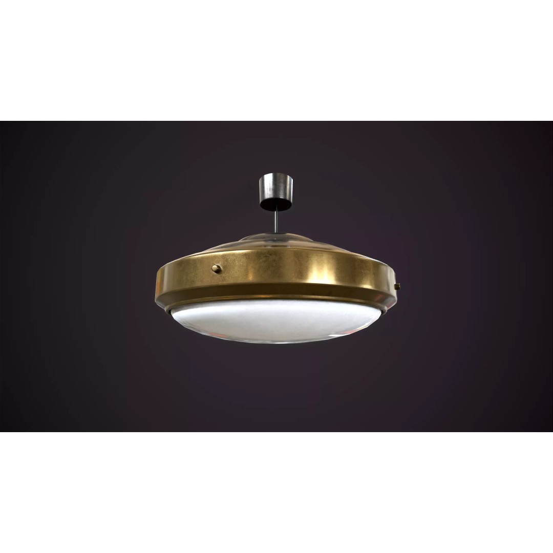 Vintage Ceiling Lamps 3D Model – Retro Light Fixtures, Game Ready - View 4