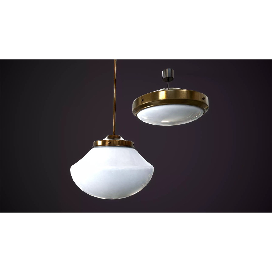 Vintage Ceiling Lamps 3D Model – Retro Light Fixtures, Game Ready - View 8